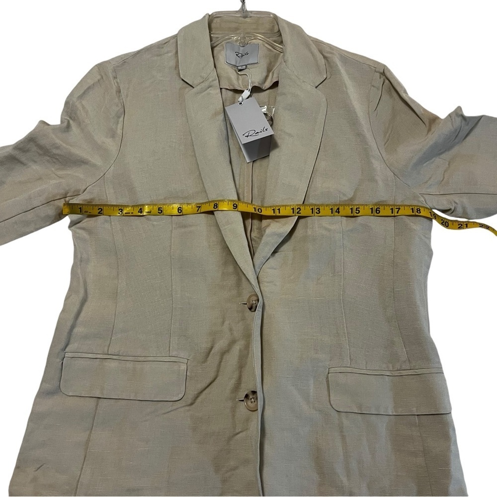 NWT RAILS Flynn Blazer In Taupe Linen Blend Boxy Oversized Relaxed Workwear S - Picture 6 of 16